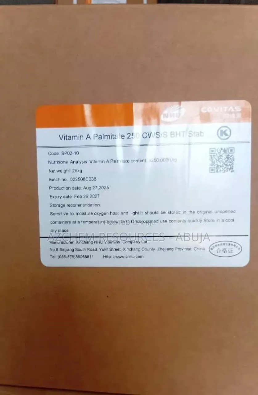 Vitamin a Palmitate 250 CWS/S – Food Pharma Grade 1kg
