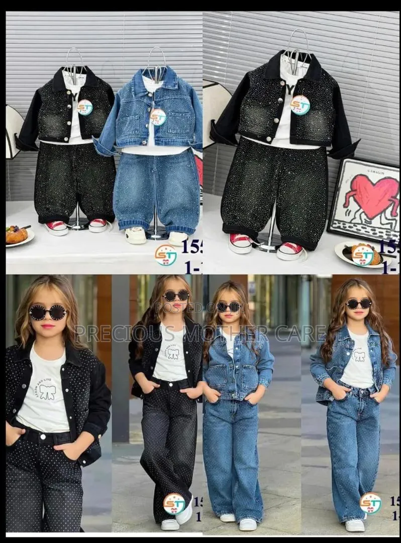 Girl Jeans Jacket, Trouser and Top 3 Pics