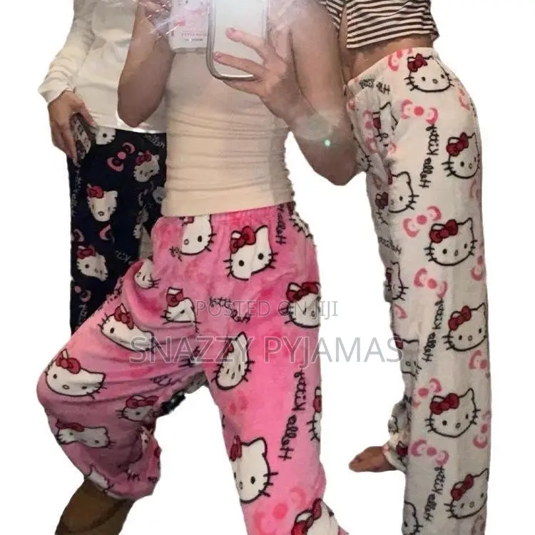 Cozy Hello Kitty Fleece Pyjama Trousers – Soft Loungewear Pants