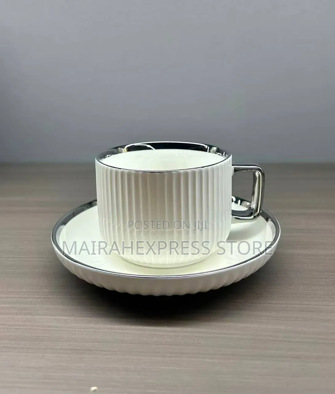 12pcs Ceramic Cup and Saucer (Gold,Silver)