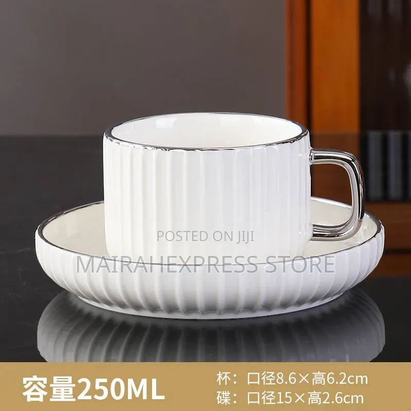 12pcs Ceramic Cup and Saucer (Gold,Silver)