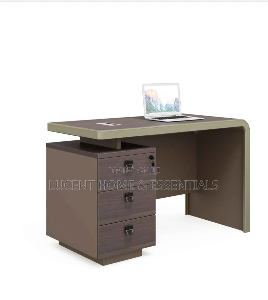 Premium Modern Executive Desk With Integrated 3-Drawer Lock Cabinet