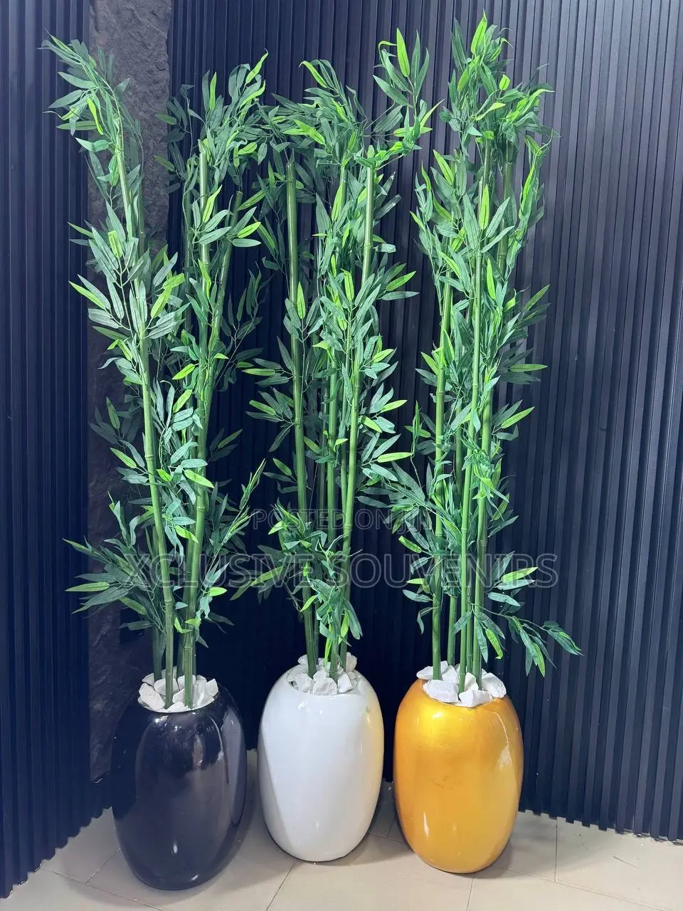 Artificial Bamboo Realistic Plant Over 6ft Tall Black And White Pot