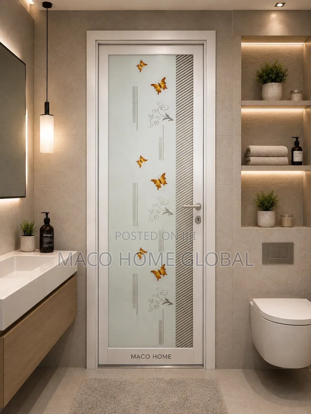 Aluminium Tampered Full Glass Toilet and Bathroom Door 750 Size