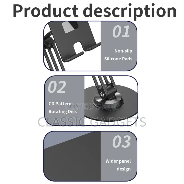 Jmary Mk-91 Adjustable 360 Degree Desktop Holder for Tablets / Phones