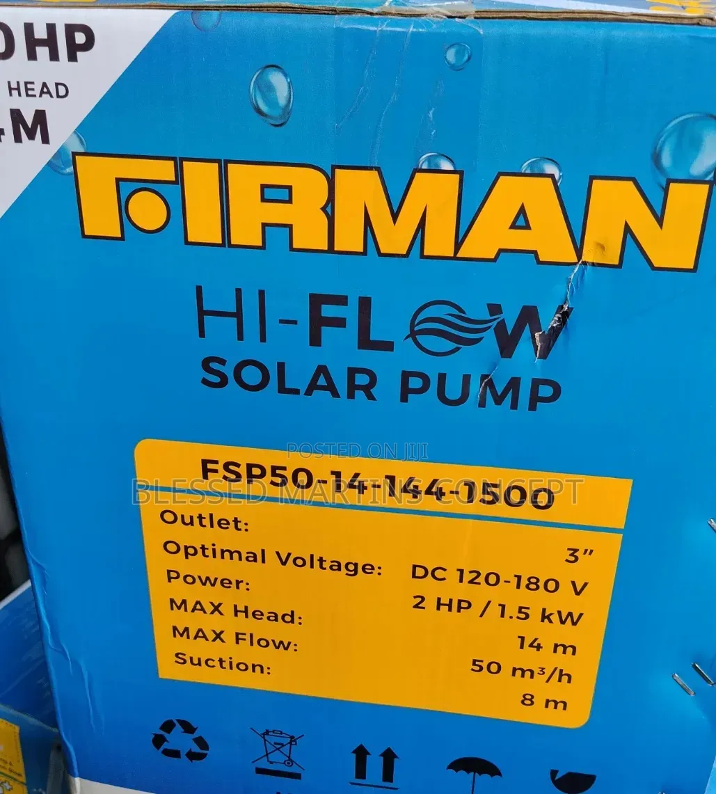 2hp Firman Solar Irrigation Dc Pump. 100% Copper Coil