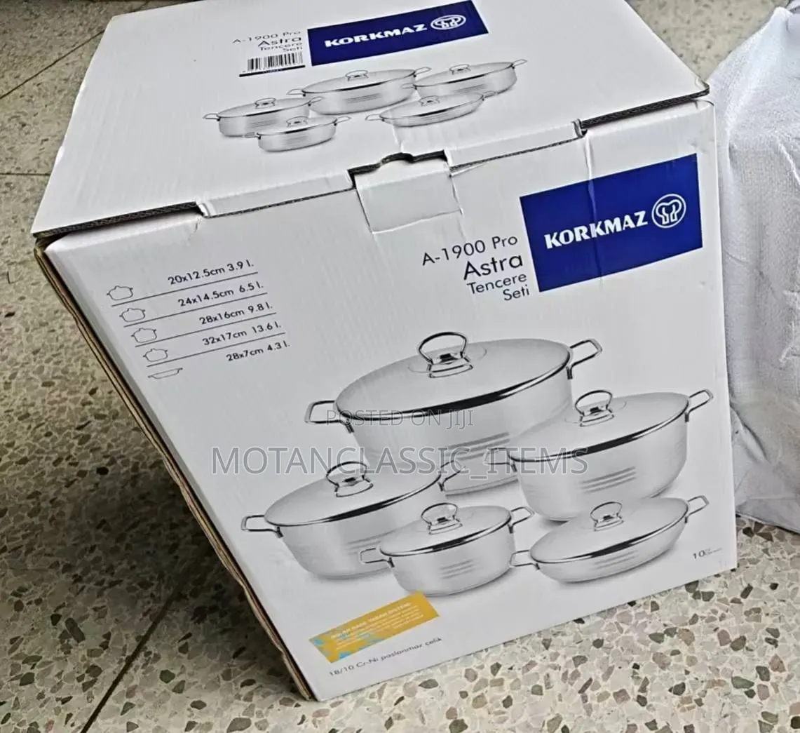 Korkmaz Stainless Steel Set Pot With Stainless Cover (10pcs)