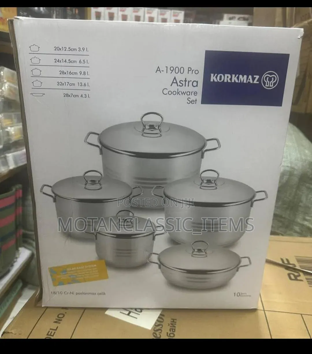 Korkmaz Stainless Steel Set Pot With Stainless Cover (10pcs)