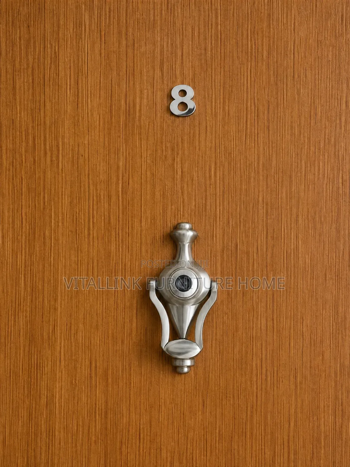 Modern Wooden Security Door With Silver Handle Double Lock