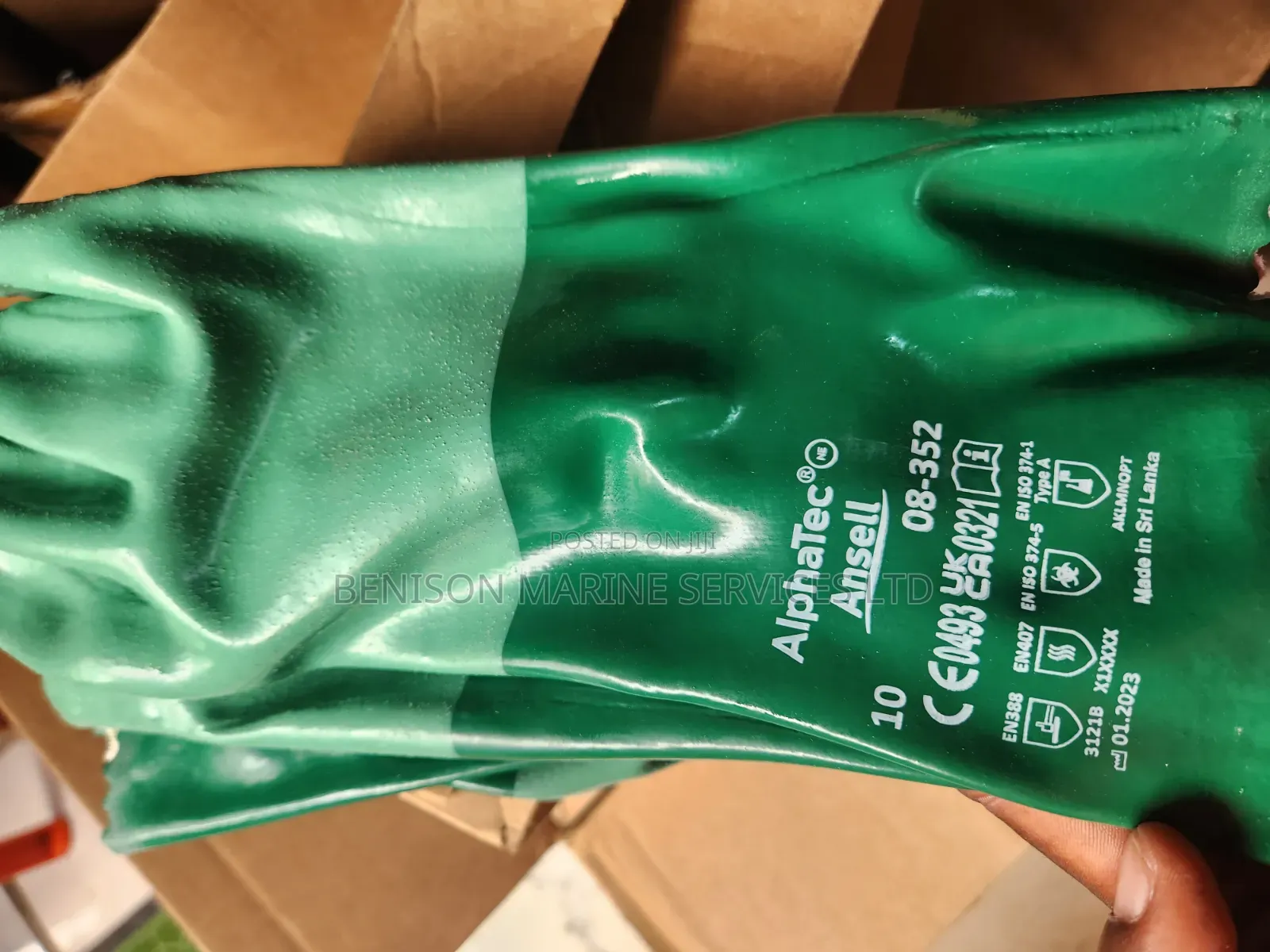 Ansell Alphatec Green Neoprene Work Gloves Size 10 Neoprene Coating