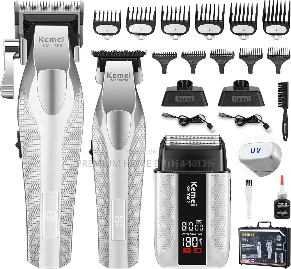 Kemei Professional Hair Clippers
And Trimmers Set With Full Metal