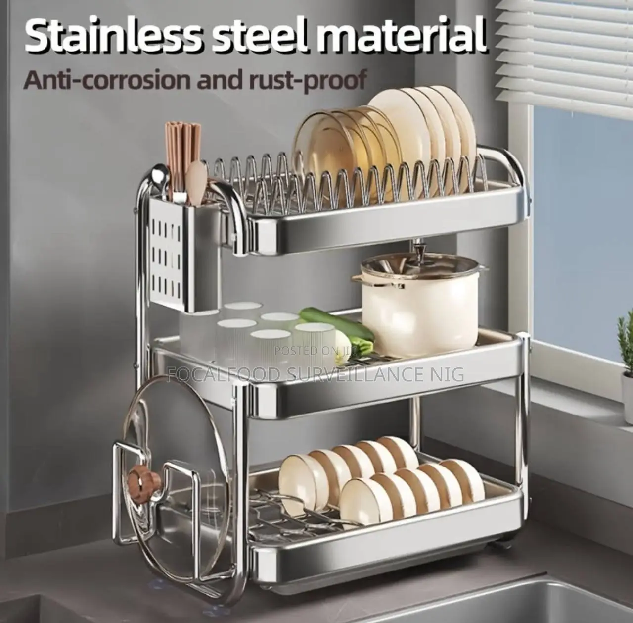3 Tier Stainless Steel Plate Rack