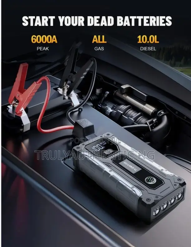 Premium Car Battery Jump Starter - All Petrol Cars -10l Diesel - 6000a