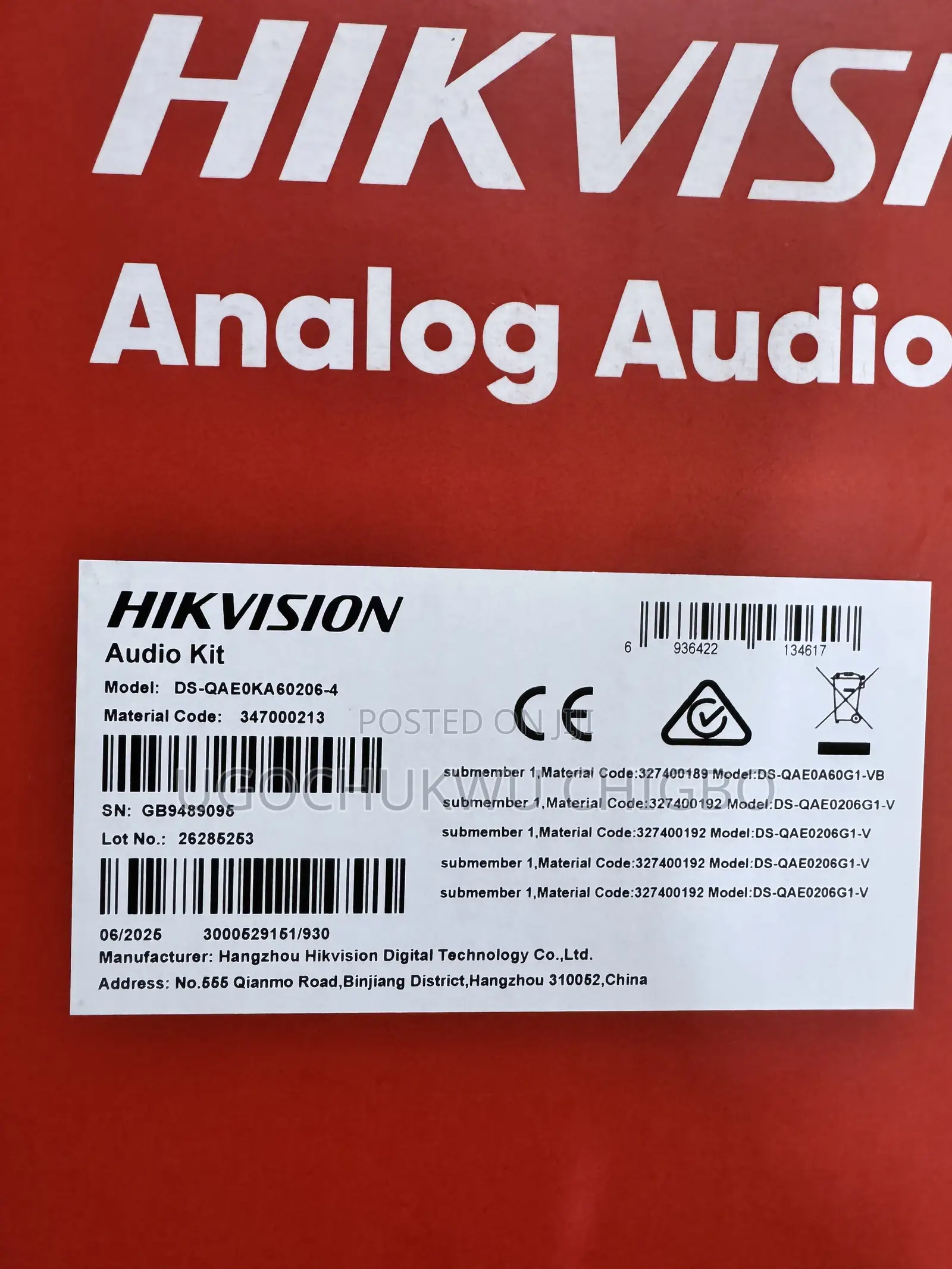 Hikvision Audio Kit Ds-Qaeoka 60206-4