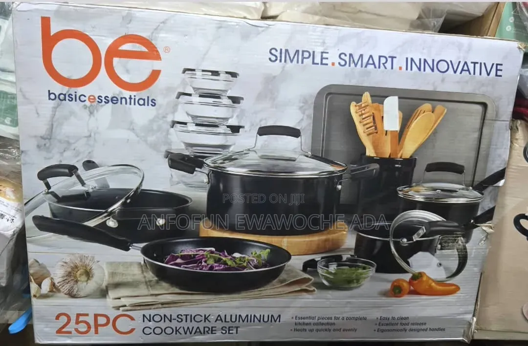 Basic Essentials 25-Piece Non-Stick Aluminum Cookware Set