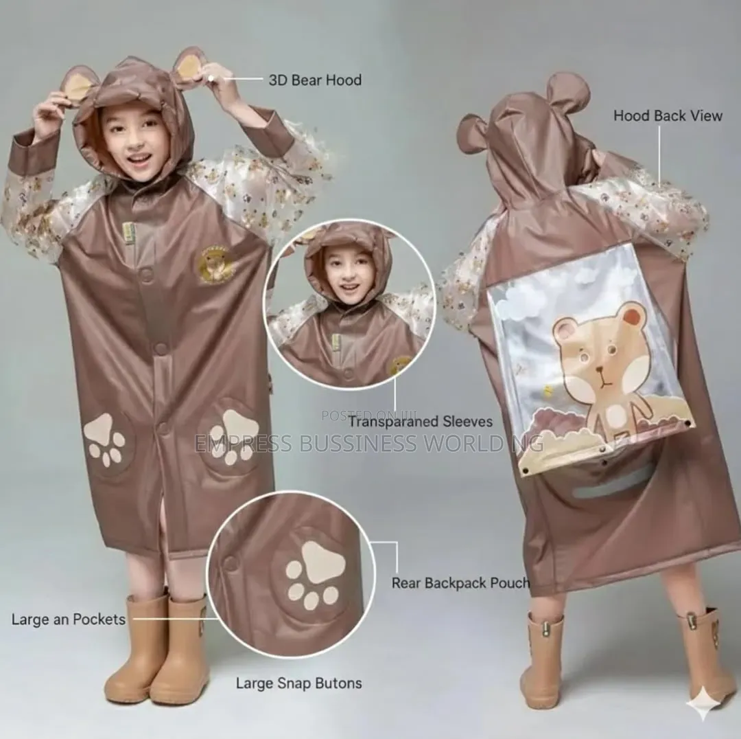 Rain Coat for School Children With Bag Space and Cap