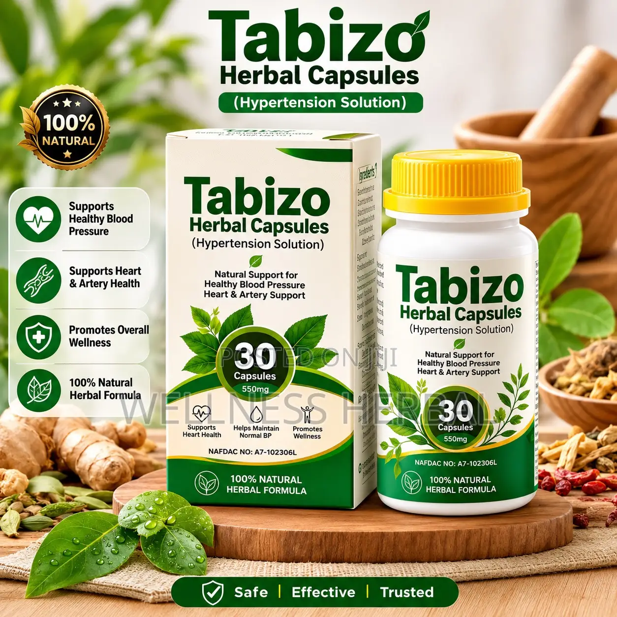 Tabizo Herbal Capsules Blood Pressure | 30 Capsules