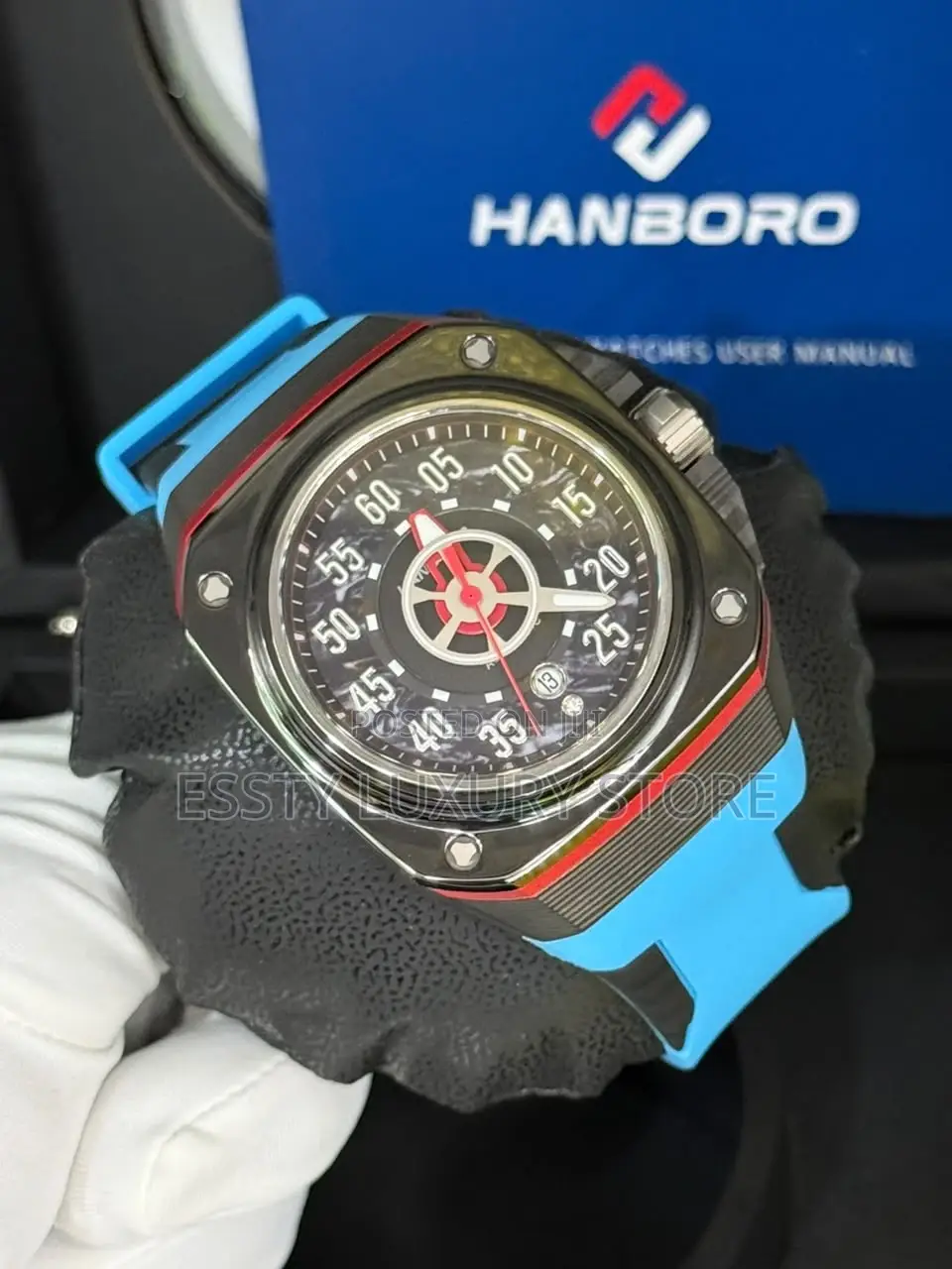 Hanboro Quality Luxury Men Rubber Wristwatch