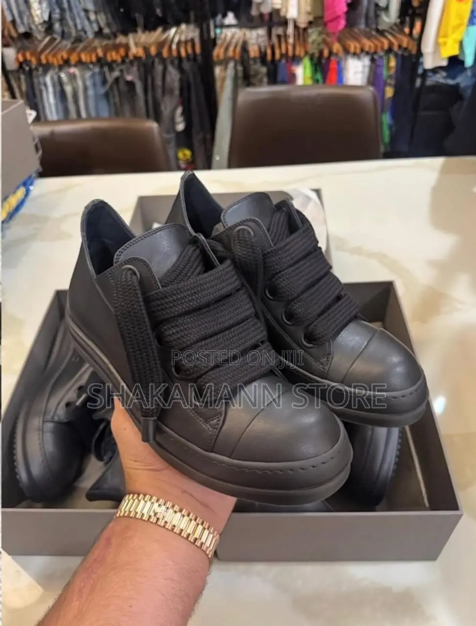 The Rick Owens Jumbo Lace Sneakers Low Calf Grain Leather
