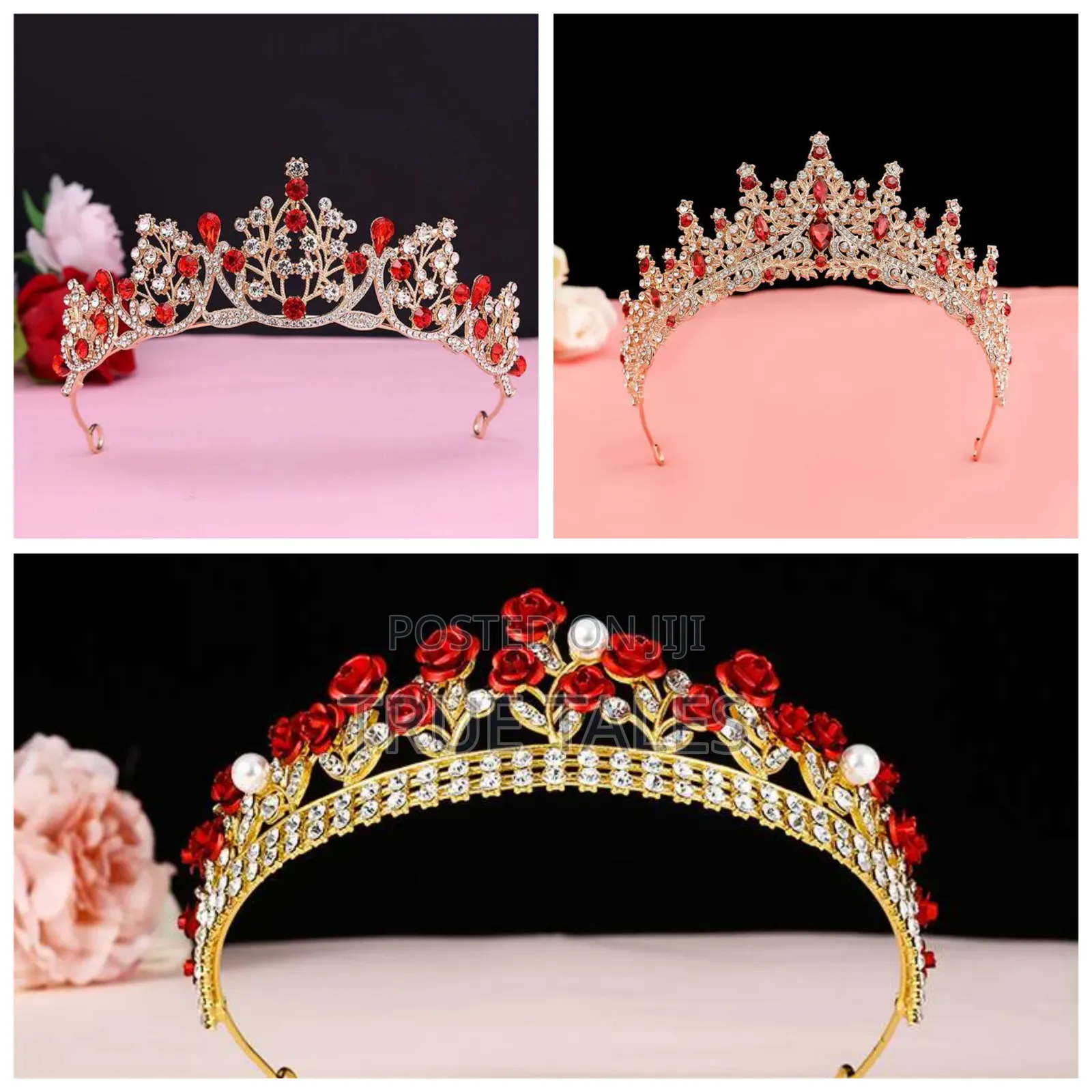 Red Fully Stoned Tiara Crowns