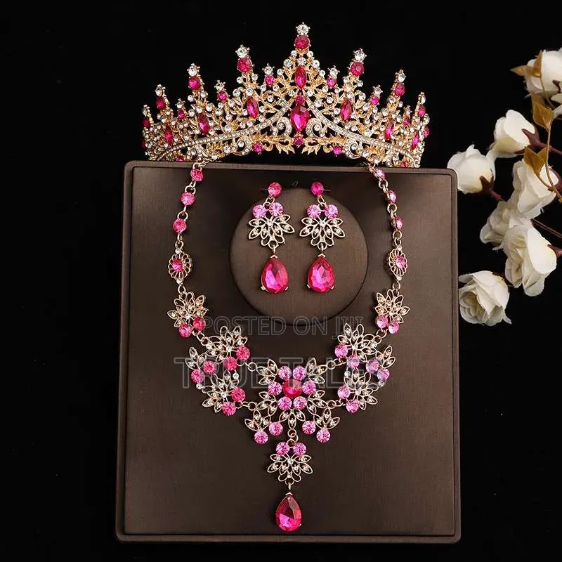 Ladies Full Set of Tiara Crown, Earrings and Necklace Sets