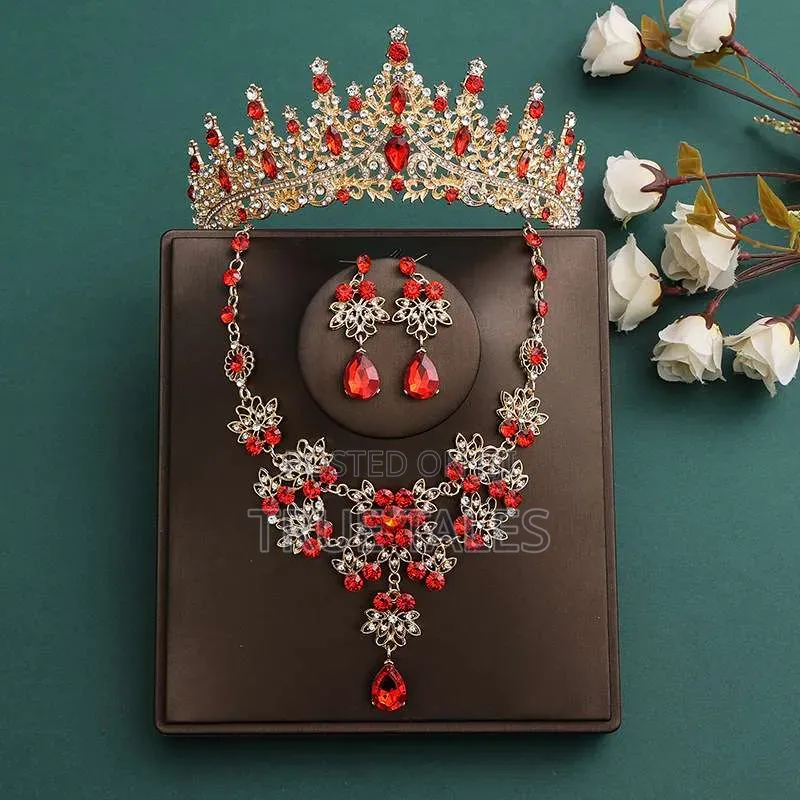 Ladies Full Set of Tiara Crown, Earrings and Necklace Sets
