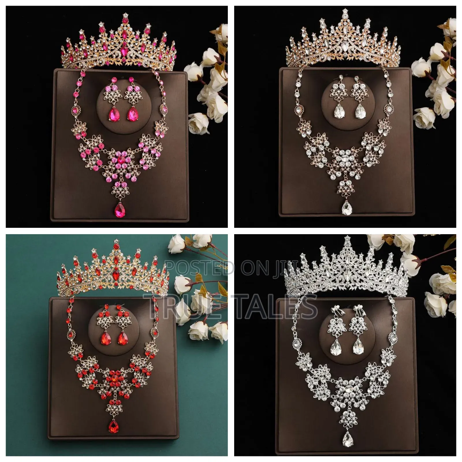 Ladies Full Set of Tiara Crown, Earrings and Necklace Sets