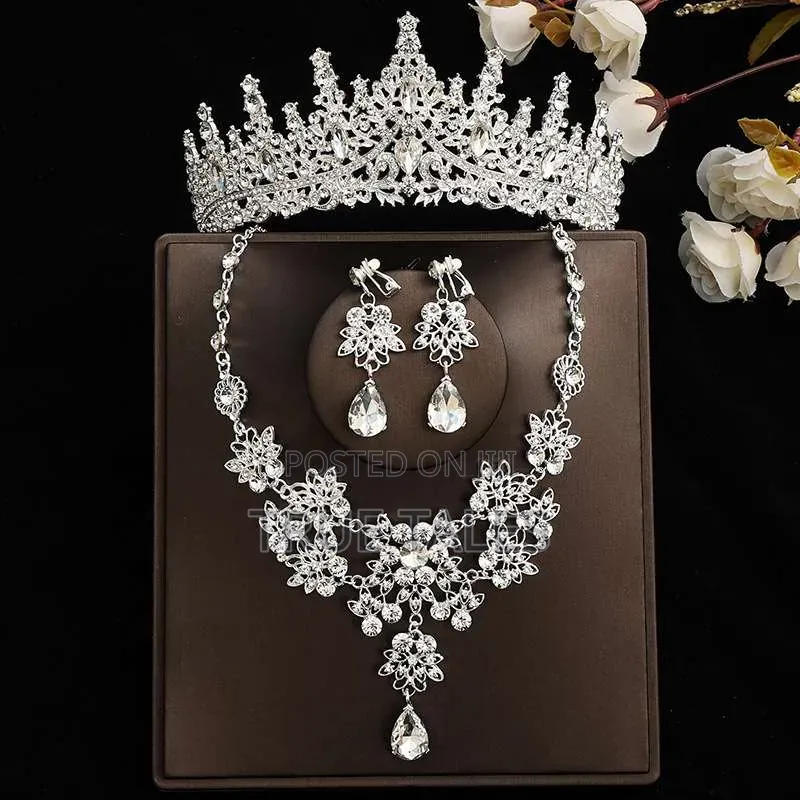Ladies Full Set of Tiara Crown, Earrings and Necklace Sets