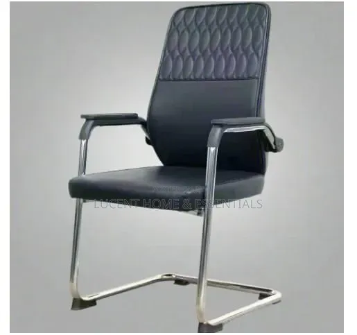 Luxury Executive Cantilever Office Visitor Chair – Black Leather