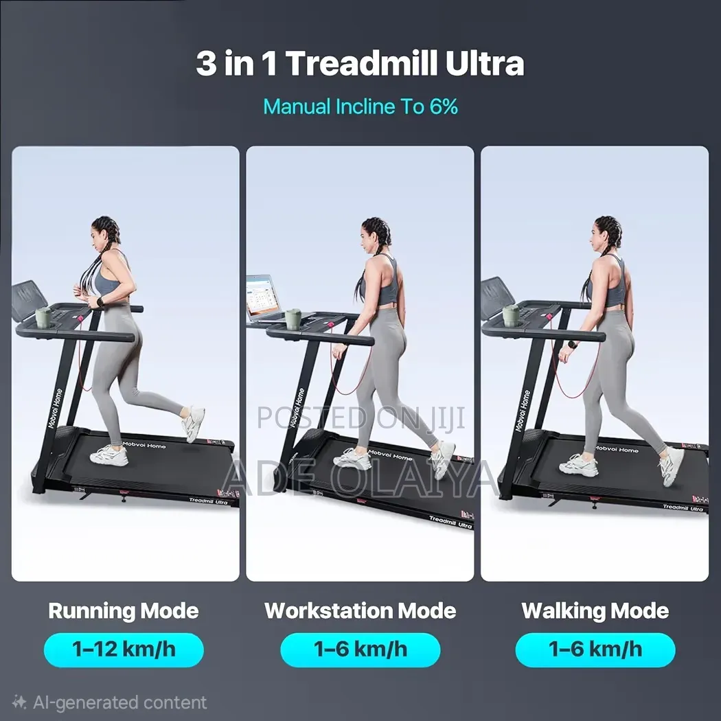 Mobvoi 3-in-1 Smart Ai Treadmill Ultra (2.5hp, 6% Incline, 120kg Capa)