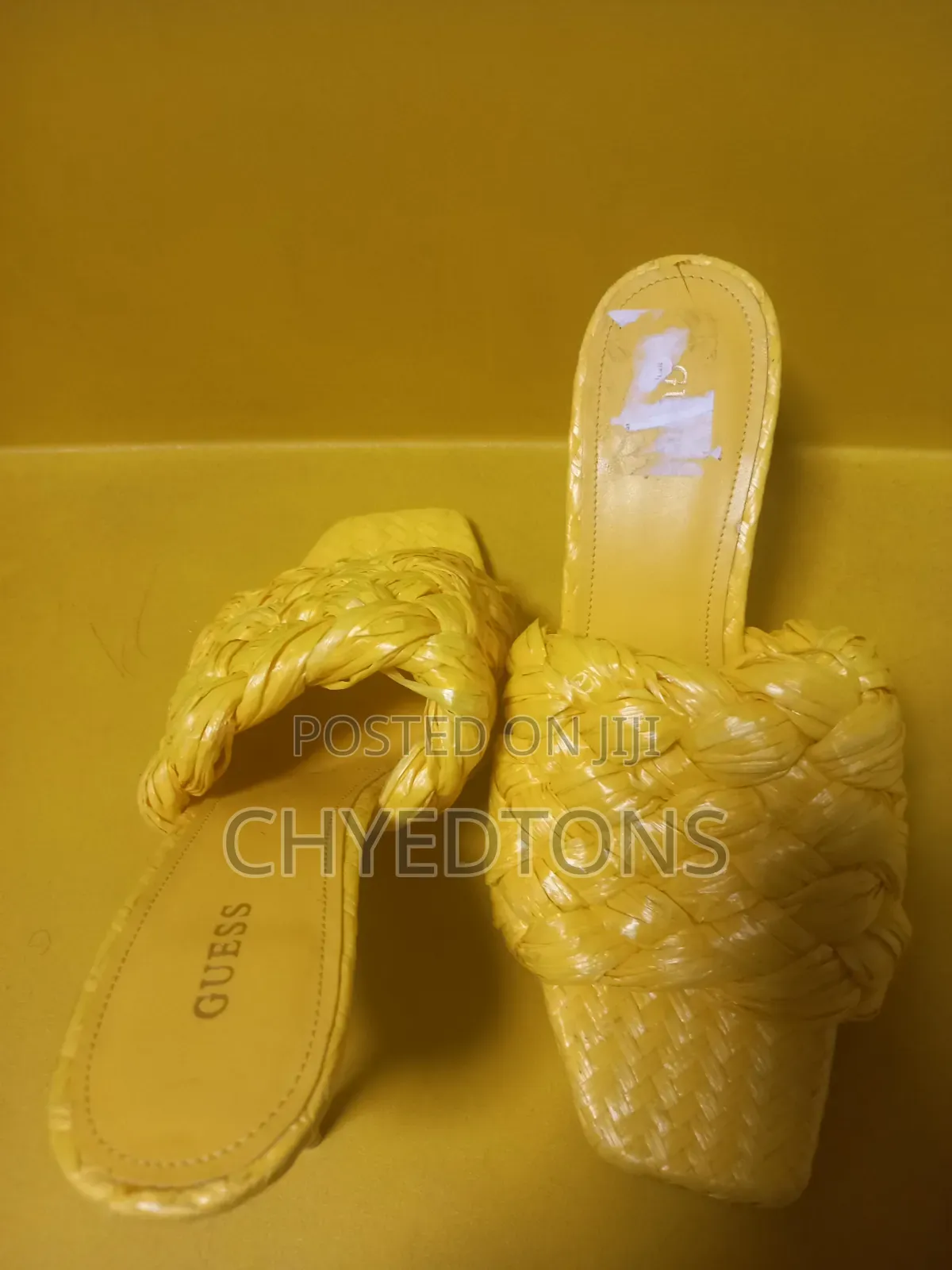 Guess Yellow Woven Braided High Heel Mules Slides - Size 8 (Nwob)