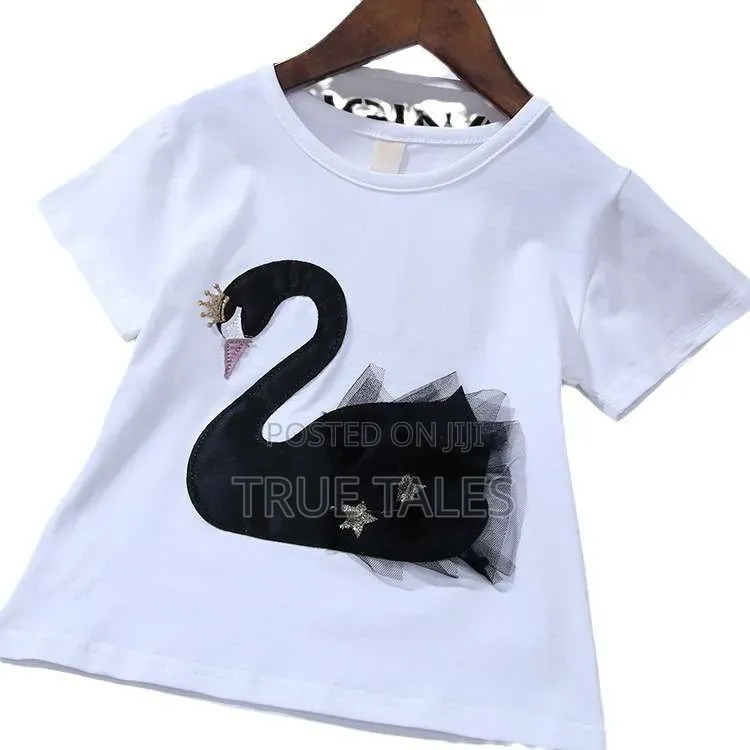 Girls Swan Skirt Blouse Set Embellished With Stars Ages 2 to 9 Years