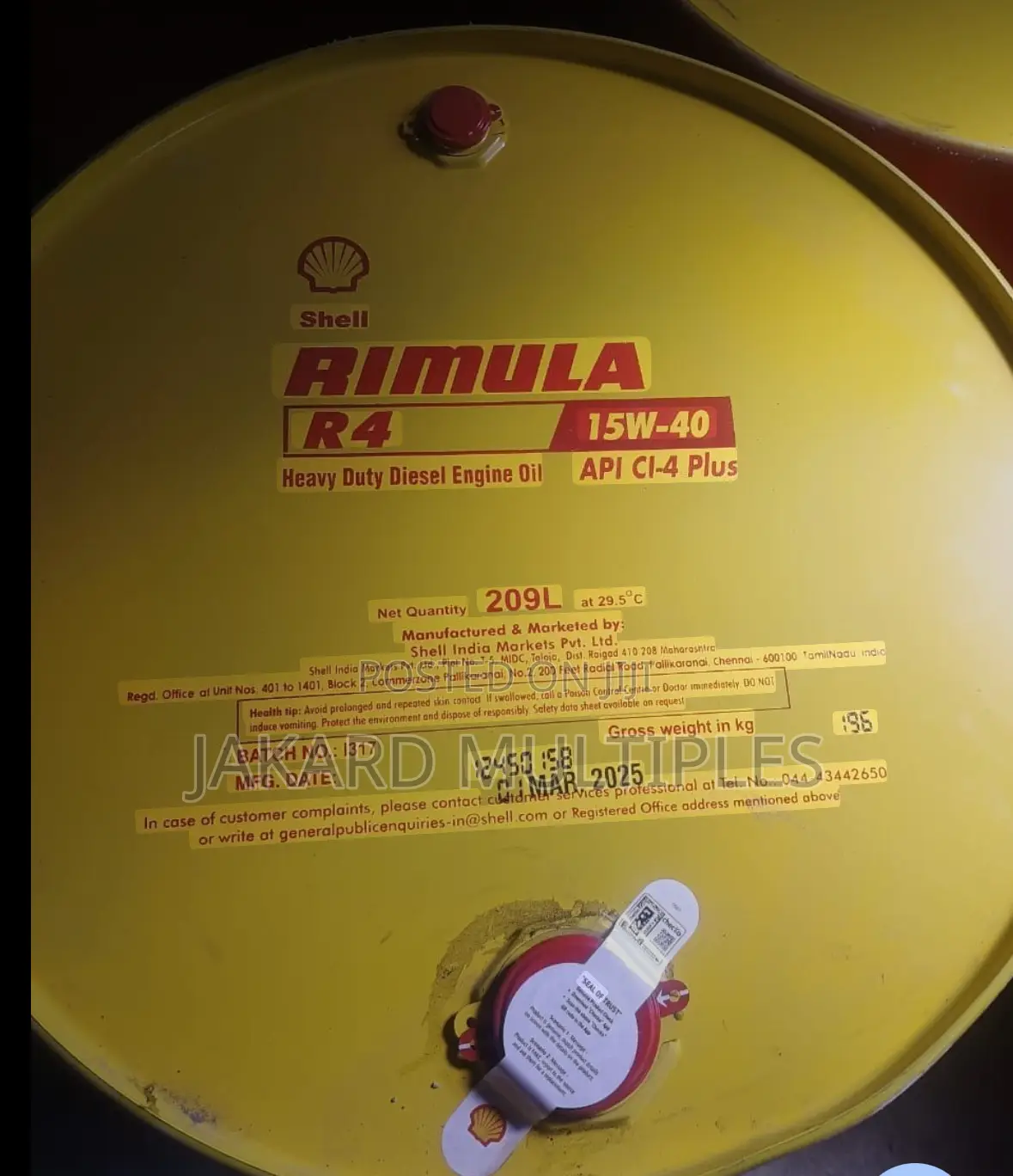 Shell Rimula 15w40 208l