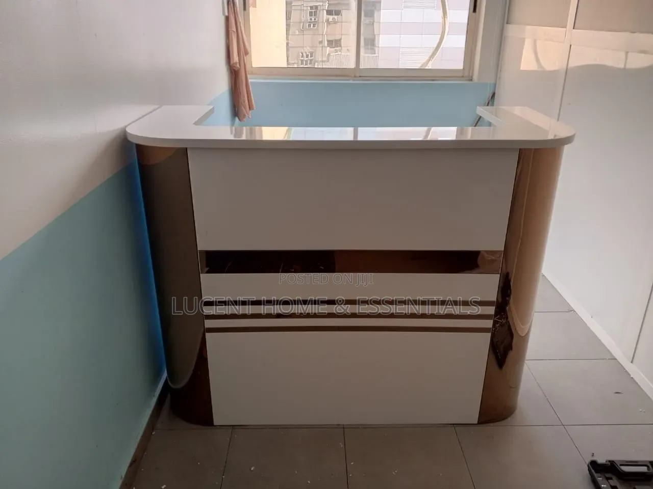 Premium White Receptionist Counter for Salons, Spas, and Offices