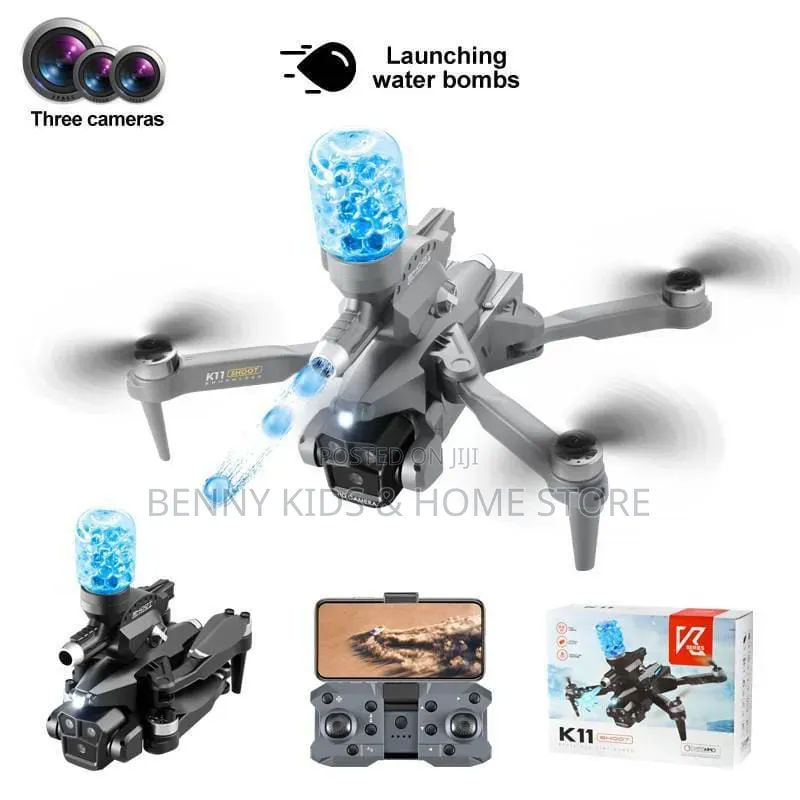 Foldable Rc Drone With Triple Camera Water Bomb Launcher