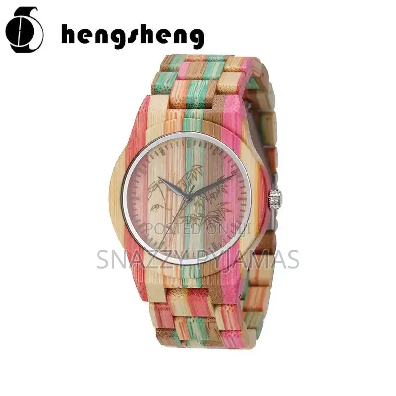 Unisex Colorful Bamboo Wooden Quartz Watch
