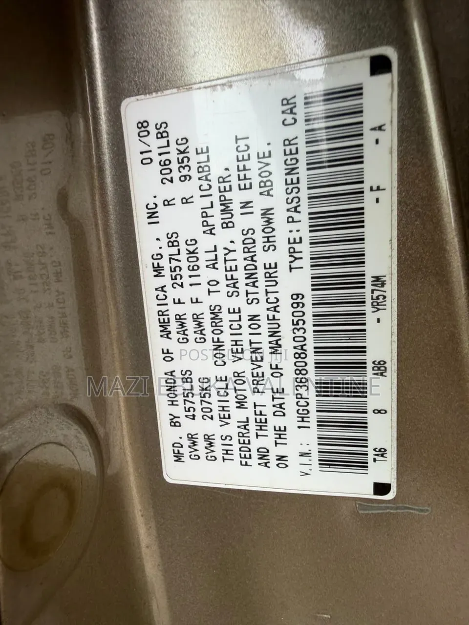 Honda Accord 2009 Gold