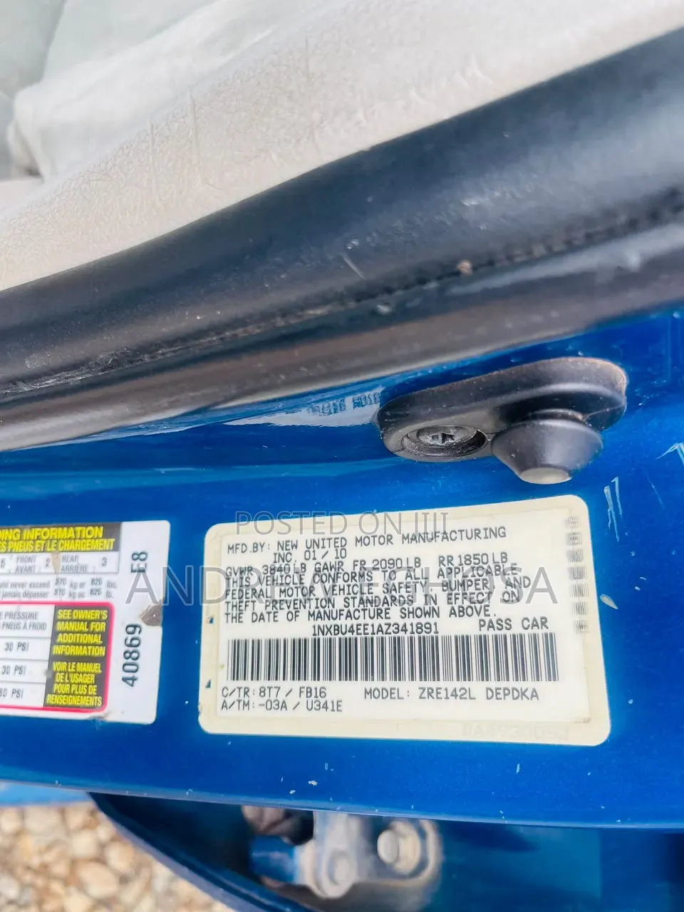 Toyota Corolla 2010 Blue