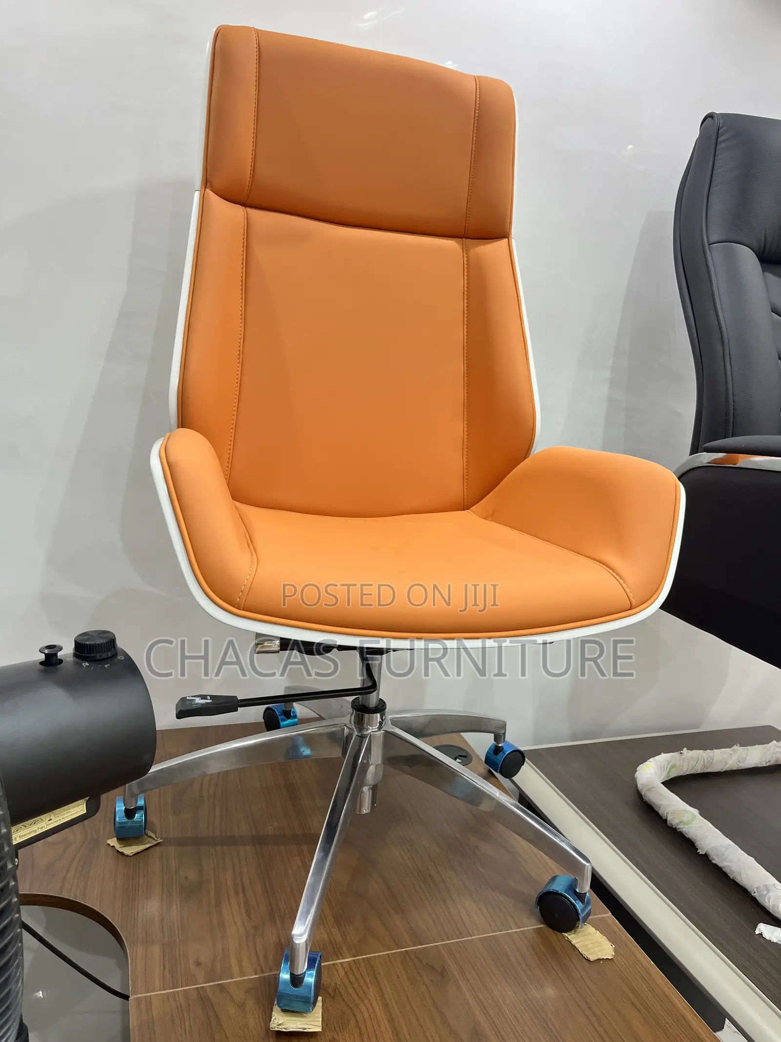 Luxury Orange Leather Executive Office Chair - Brand New Desk Seat