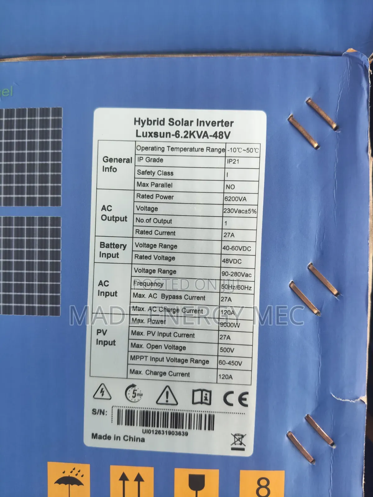 6.2kva 48v Luxsun Hybrid Solar Inverter