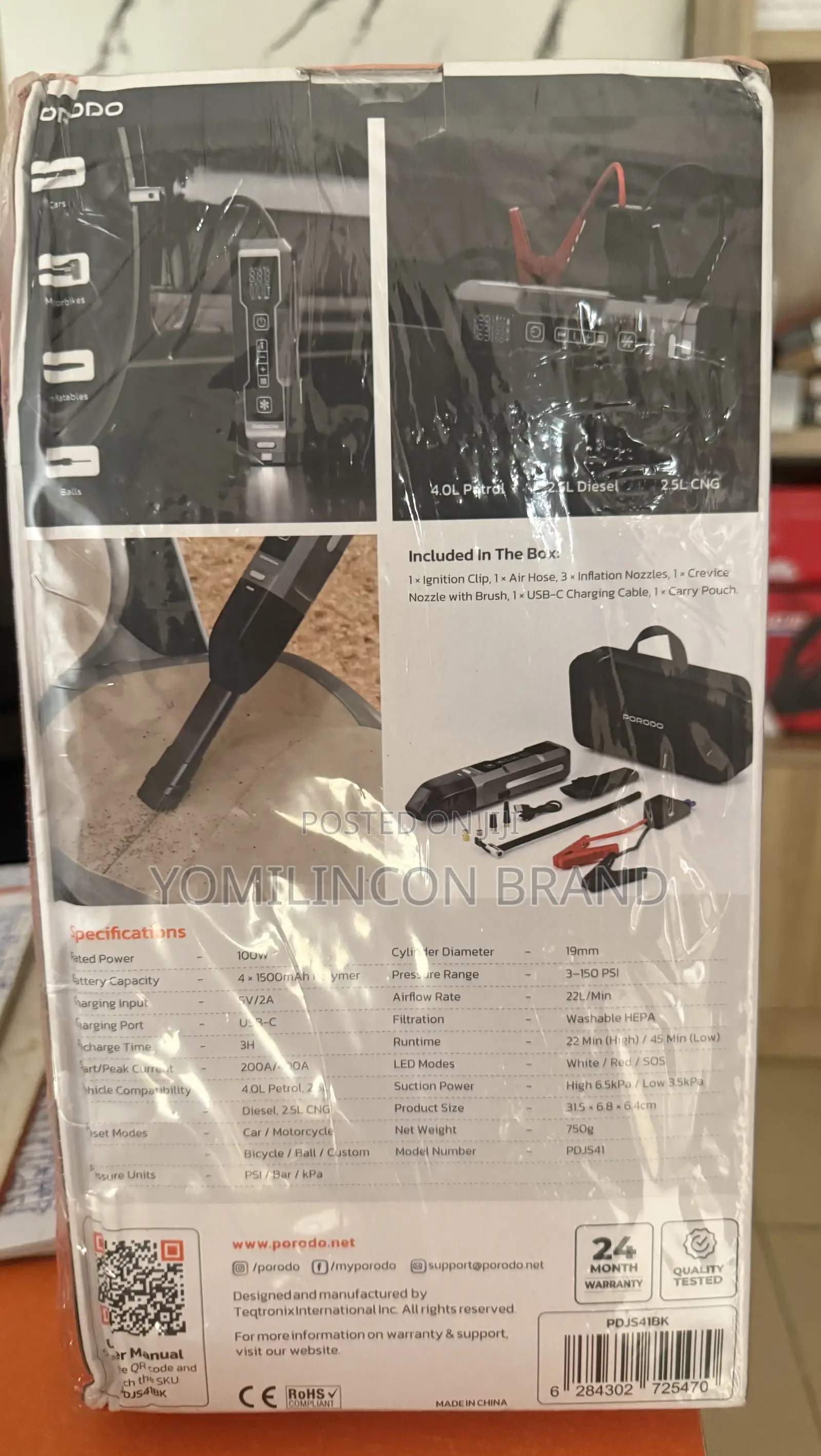 Porodo Ignatov 4-in-1 Jump Starter Air Pump