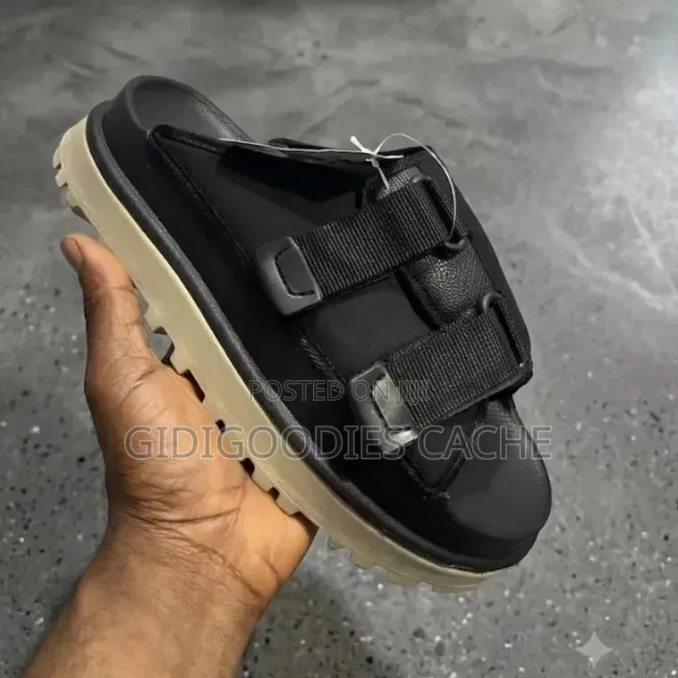 Men's Ugg Black Dual-Strap Platform Slides in Size 40-47