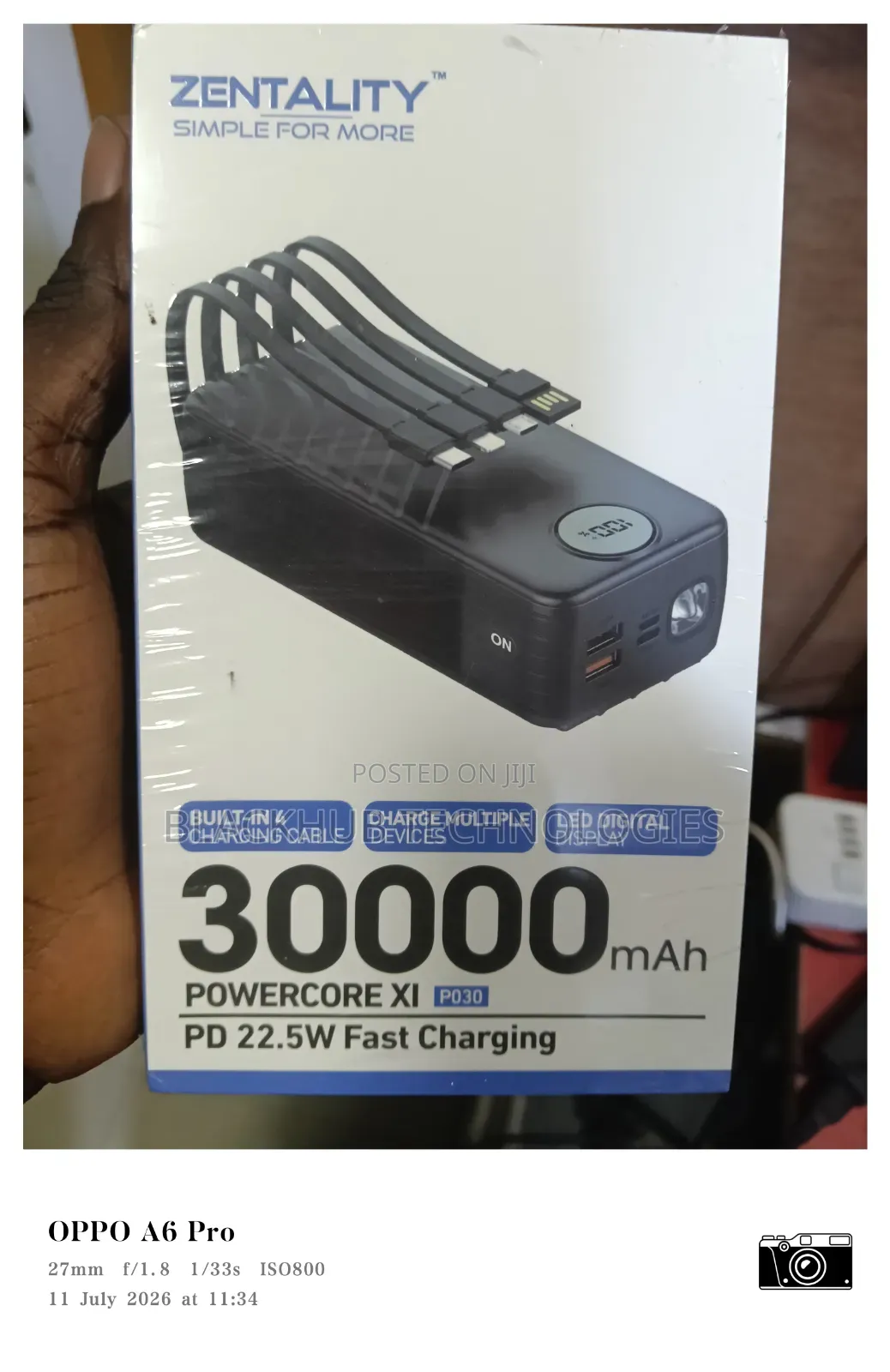 Zentality 30000mah Powercore Xi 22.5w Powerbank With Inbuilt Cord