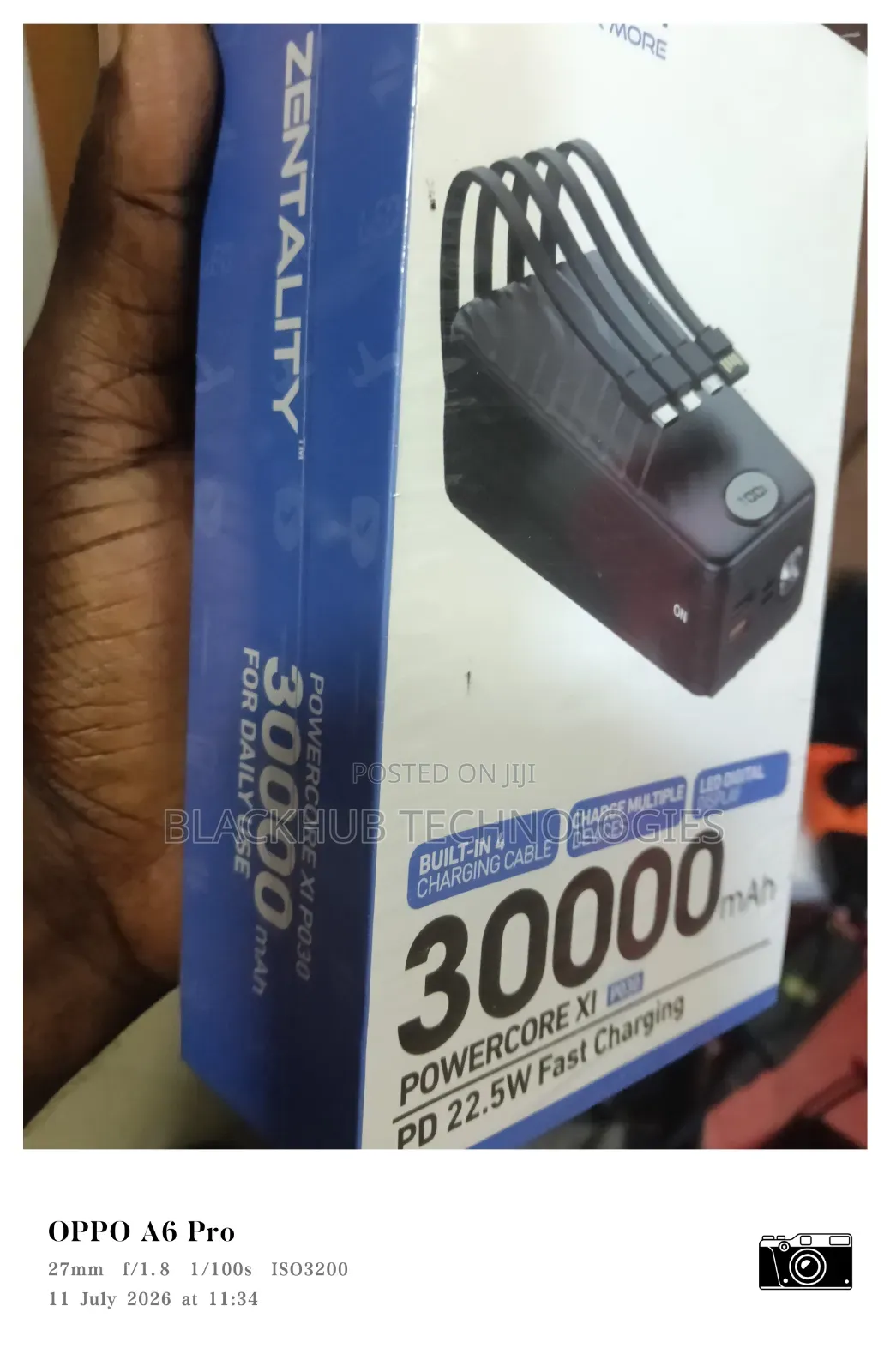 Zentality 30000mah Powercore Xi 22.5w Powerbank With Inbuilt Cord