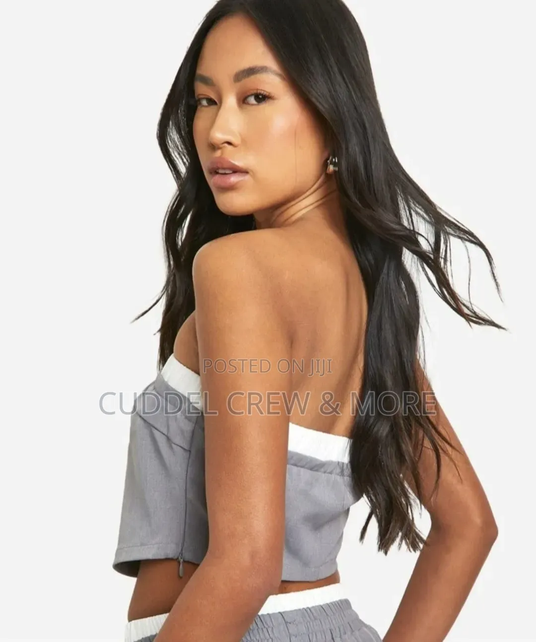 Boohoo Woman's Contrast Linen Look Bendeau Top