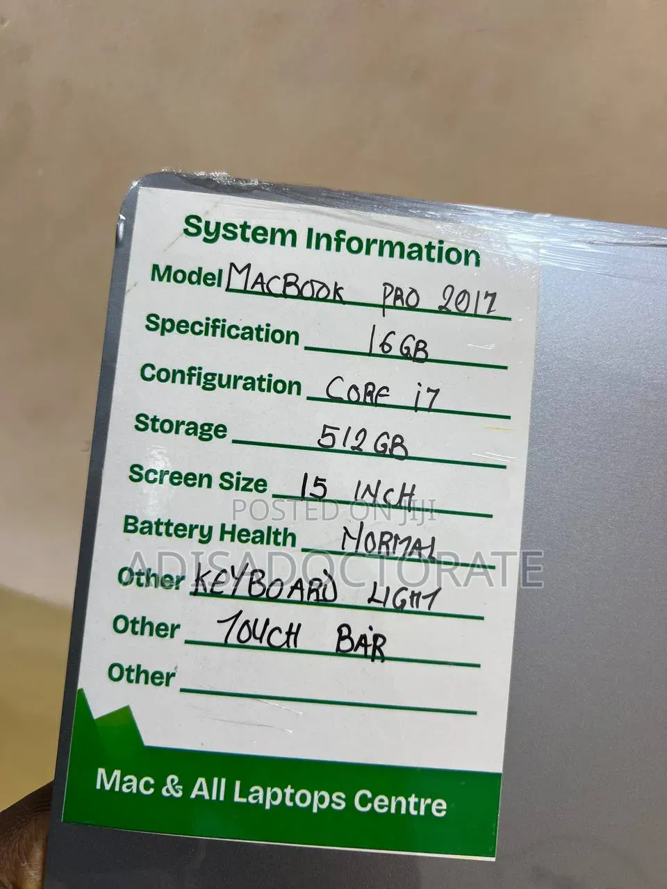 Laptop Apple MacBook Pro 2017 16GB Intel Core i7 SSD 512GB