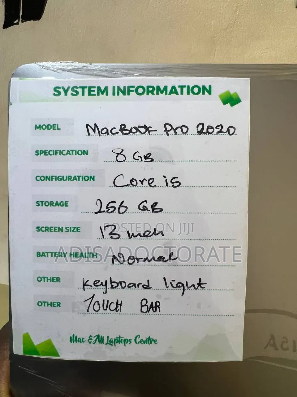 Laptop Apple MacBook Pro 2020 8GB Intel Core i5 SSD 256GB