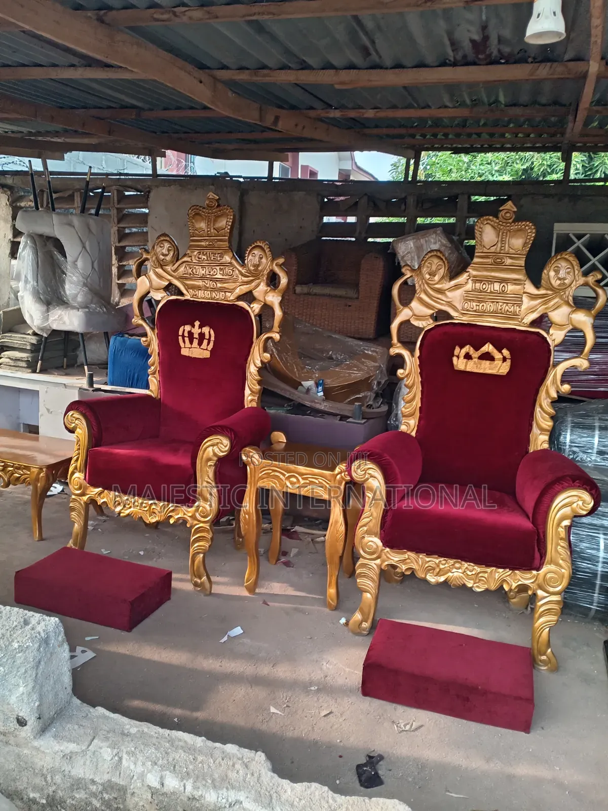 Carved Traditional Chieftaincy Chairs
