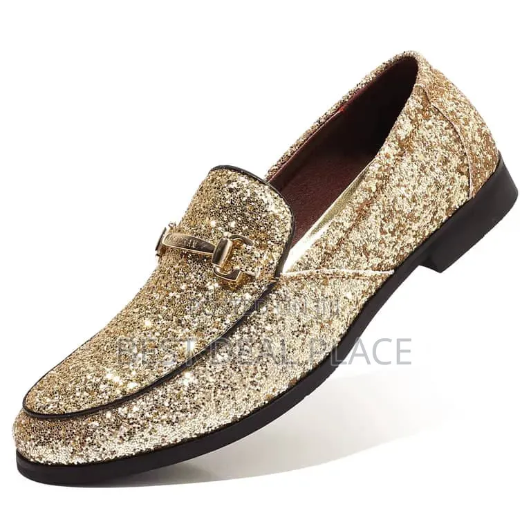 Cosidram Men Gold Glitter Loafers | Luxury Tuxedo Dress Shoes From Uk