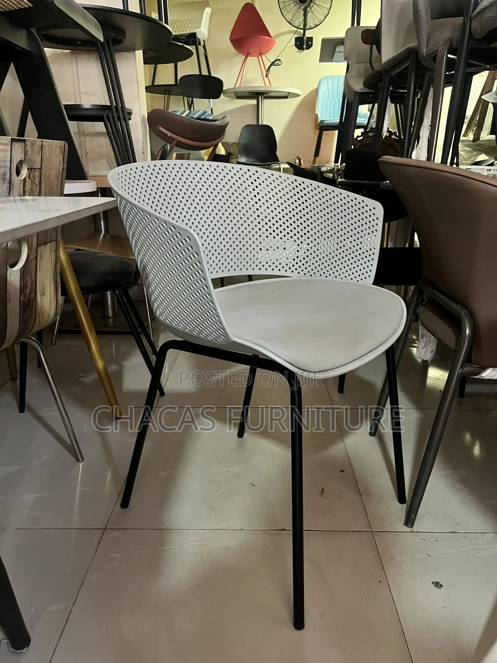 Modern Perforated Dining Lounge Chair - Brand New Bistro Cafe Seat